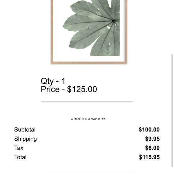 16” Framed “Green Leaf” Tropical Art by minted.com - Picture 4 of 4